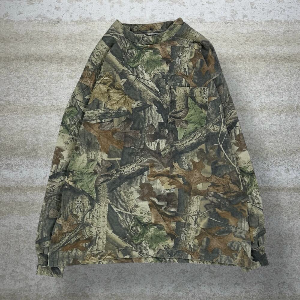 Vintage 90s Jerzees Advantage Shirt Men L Hunting Camo Cotton Long Sleeve Pocket
